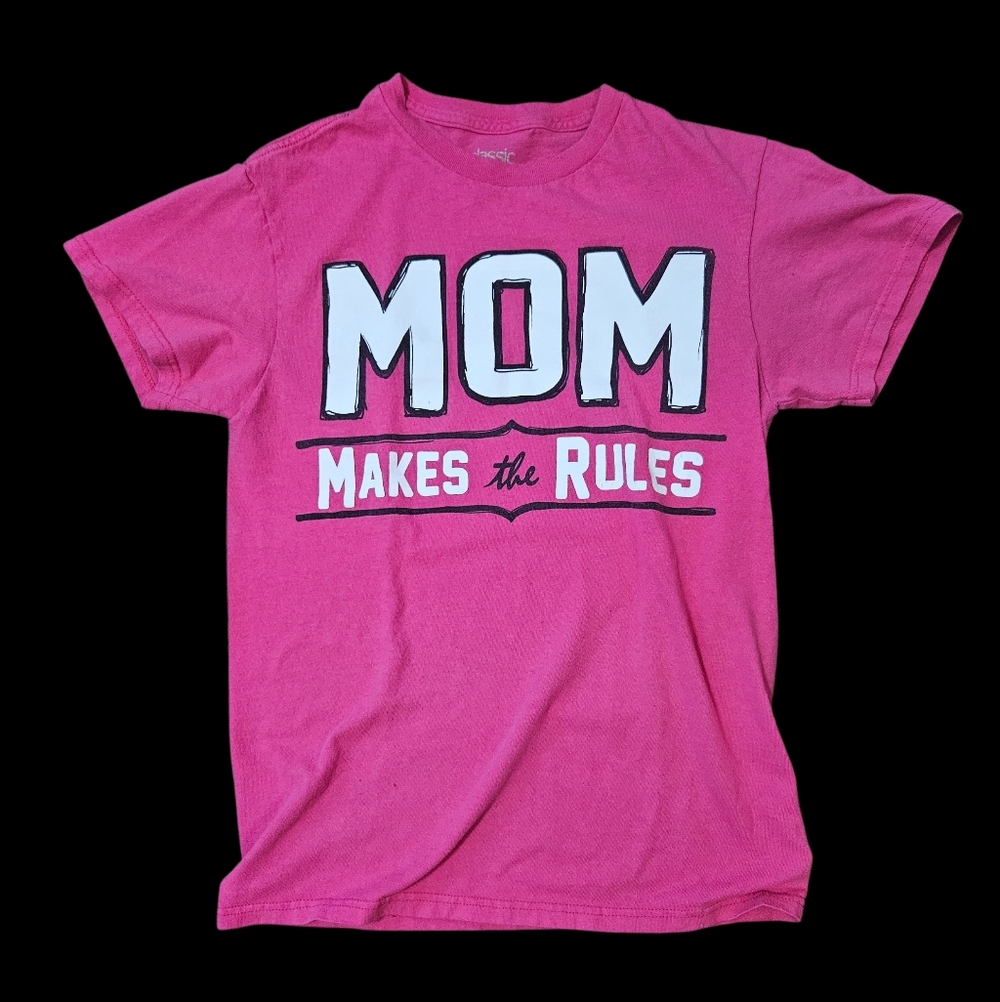 MOM Makes The Rules ~ Womens Size Small Pink T-Shirt Top
